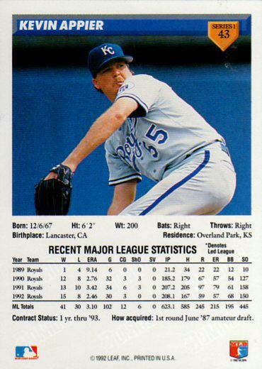 Kevin Appier  baseball card collectible - Main Image 2