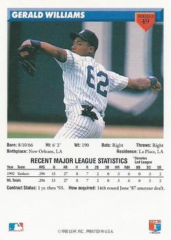 Gerald Williams  baseball card collectible - Main Image 2