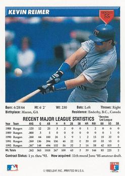 Kevin Reimer  baseball card collectible - Main Image 2