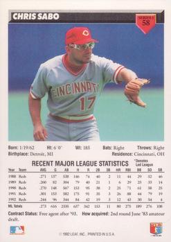 Chris Sabo  baseball card collectible - Main Image 2