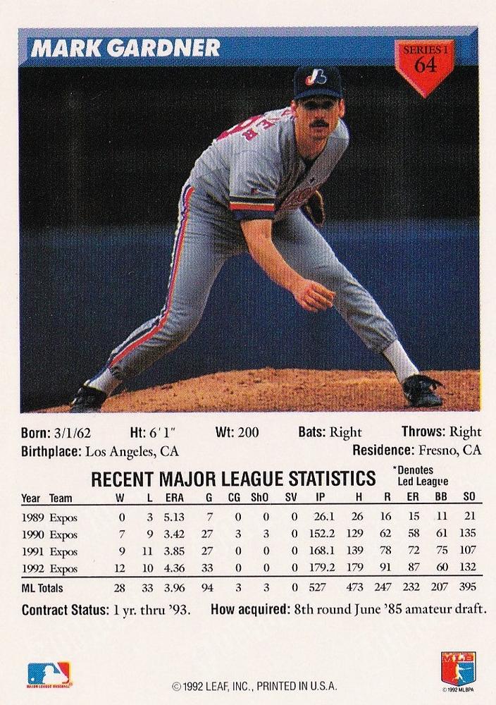 Mark Gardner  baseball card collectible - Main Image 2