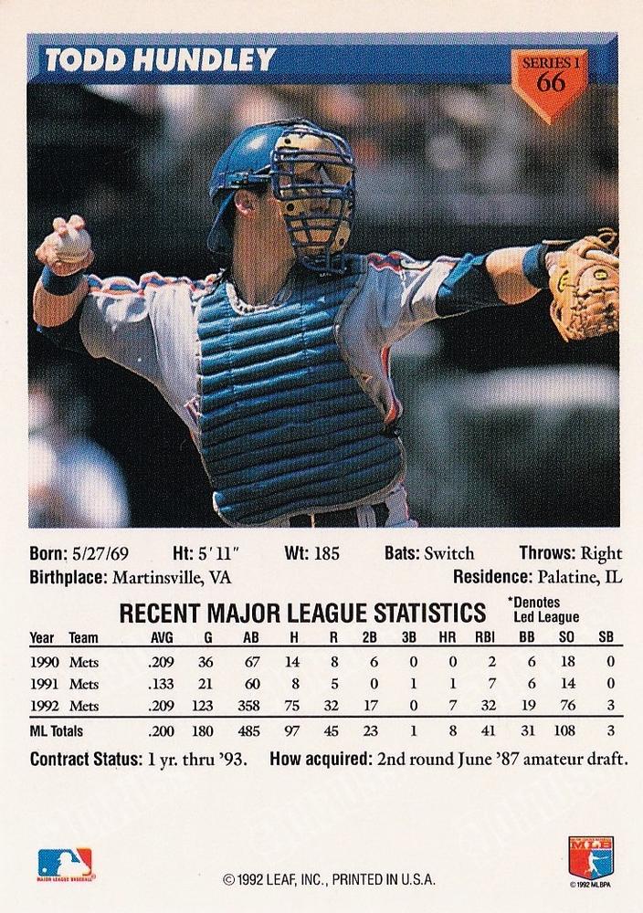 Todd Hundley  baseball card collectible - Main Image 2