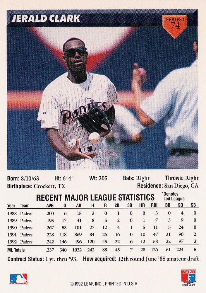 Jerald Clark  baseball card collectible - Main Image 2