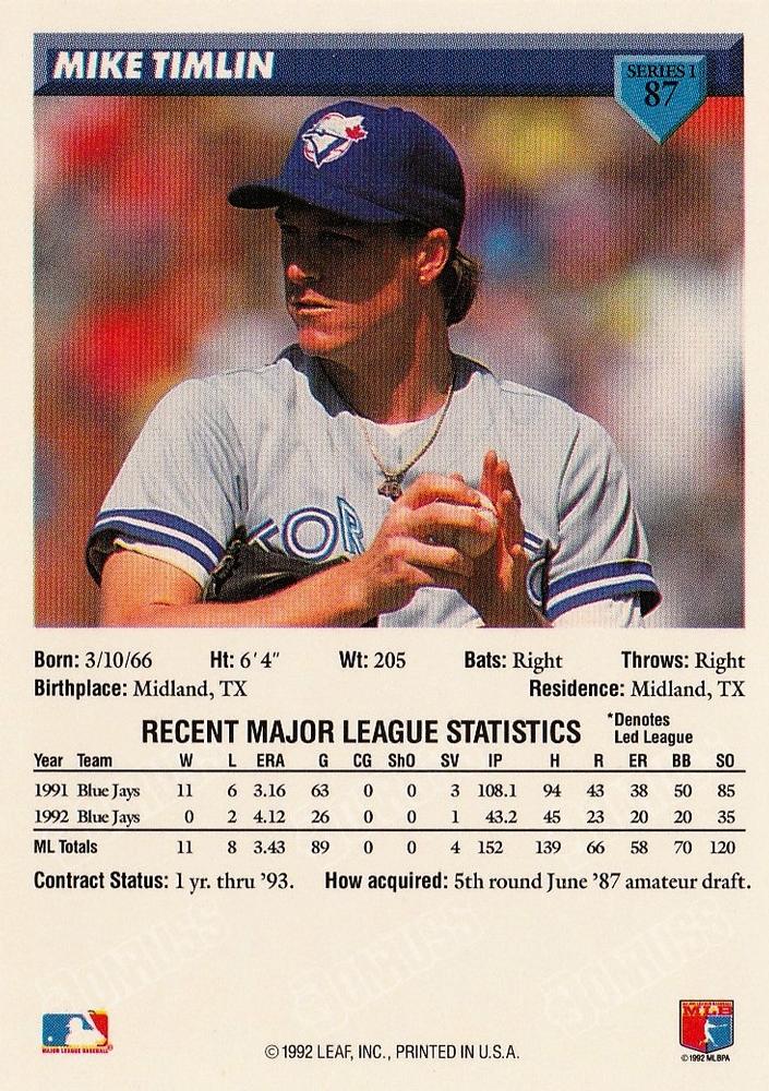 Mike Timlin  baseball card collectible - Main Image 2