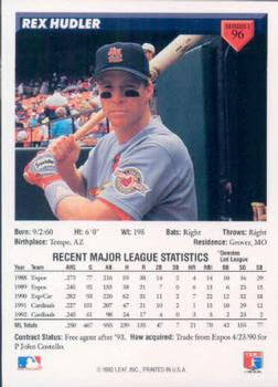 Rex Hudler  baseball card collectible - Main Image 2