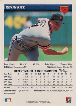 Kevin Ritz  baseball card collectible - Main Image 2