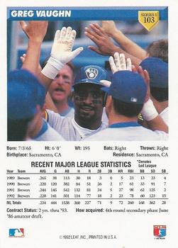 Greg Vaughn  baseball card collectible - Main Image 2