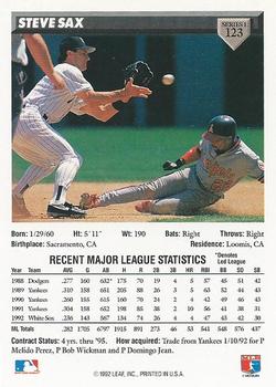 Steve Sax  baseball card collectible - Main Image 2