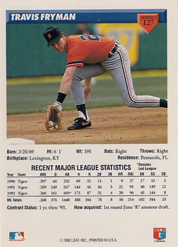 Travis Fryman  baseball card collectible - Main Image 2