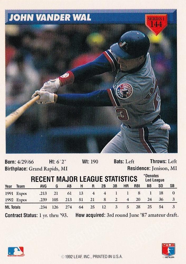 John Vander Wal  baseball card collectible - Main Image 2