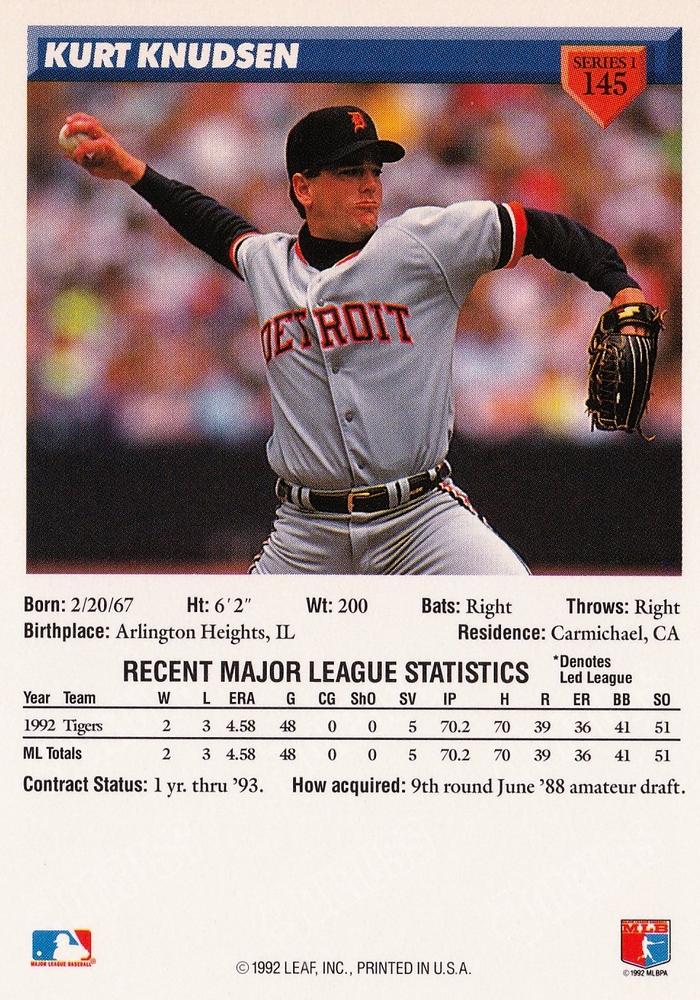 Kurt Knudsen  baseball card collectible - Main Image 2