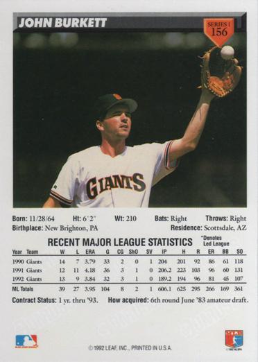 John Burkett  baseball card collectible - Main Image 2