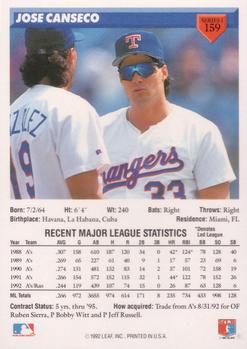 Jose Canseco  baseball card collectible - Main Image 2