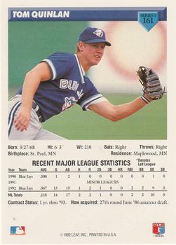 Tom Quinlan  baseball card collectible - Main Image 2