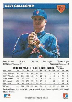 Dave Gallagher  baseball card collectible - Main Image 2