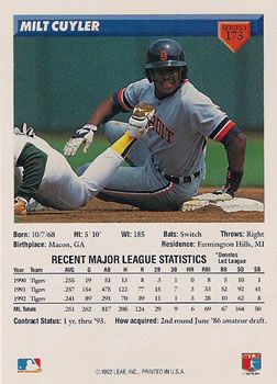 Milt Cuyler  baseball card collectible - Main Image 2