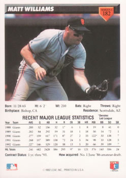 Matt Williams  baseball card collectible - Main Image 2