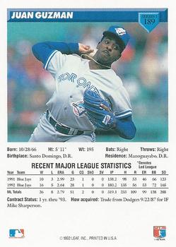 Juan Guzman  baseball card collectible - Main Image 2