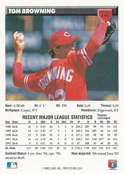 Tom Browning  baseball card collectible - Main Image 2