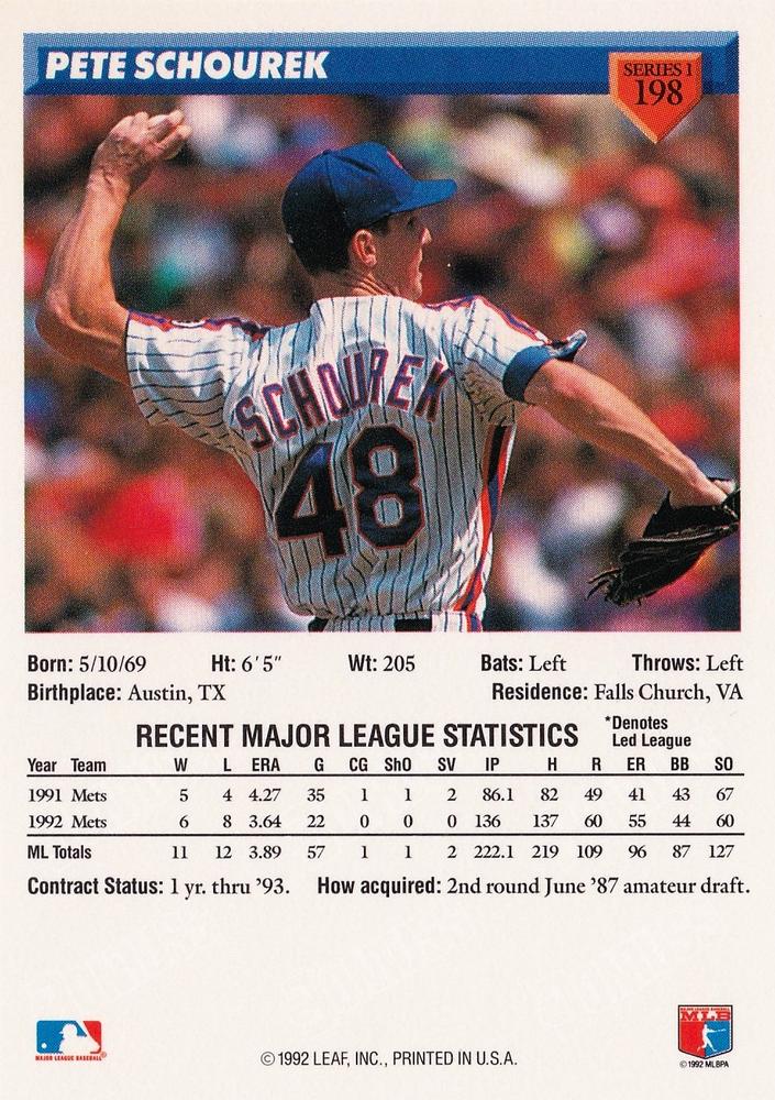 Pete Schourek  baseball card collectible - Main Image 2