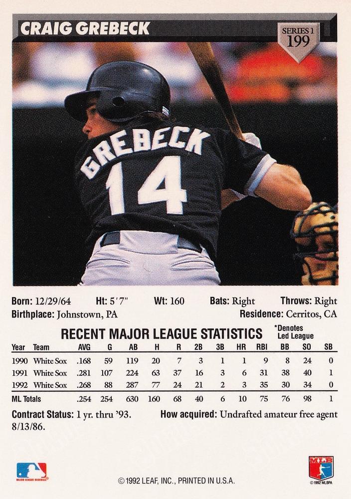 Craig Grebeck  baseball card collectible - Main Image 2