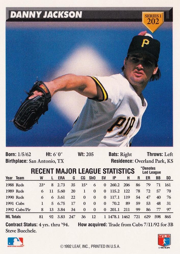 Danny Jackson  baseball card collectible - Main Image 2