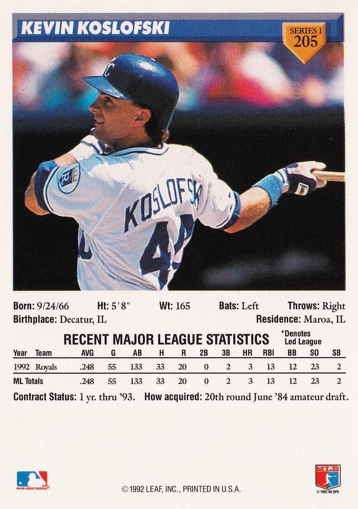 Kevin Koslofski  baseball card collectible - Main Image 2