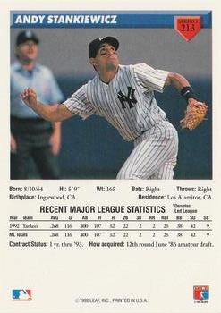 Andy Stankiewicz  baseball card collectible - Main Image 2