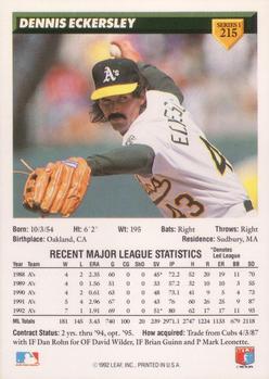 Dennis Eckersley  baseball card collectible - Main Image 2