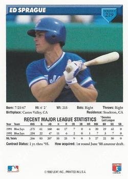 Ed Sprague  baseball card collectible - Main Image 2