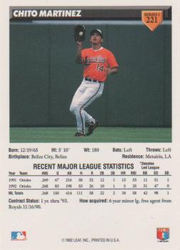 Chito Martinez  baseball card collectible - Main Image 2