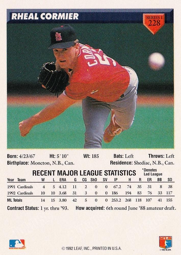 Rheal Cormier  baseball card collectible - Main Image 2