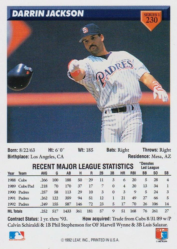 Darrin Jackson  baseball card collectible - Main Image 2