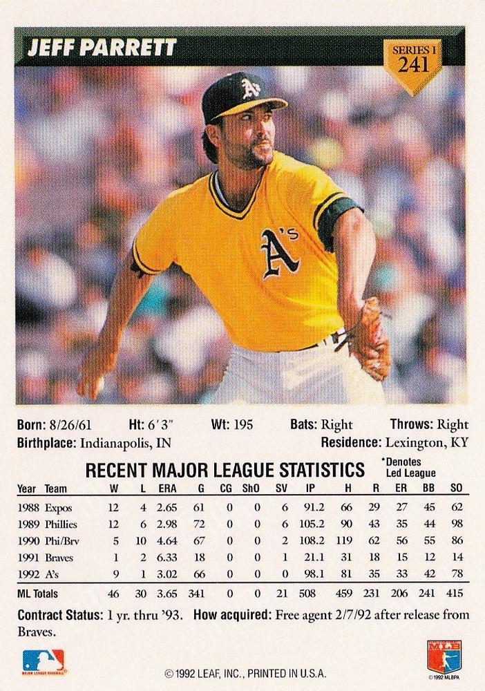 Jeff Parrett  baseball card collectible - Main Image 2