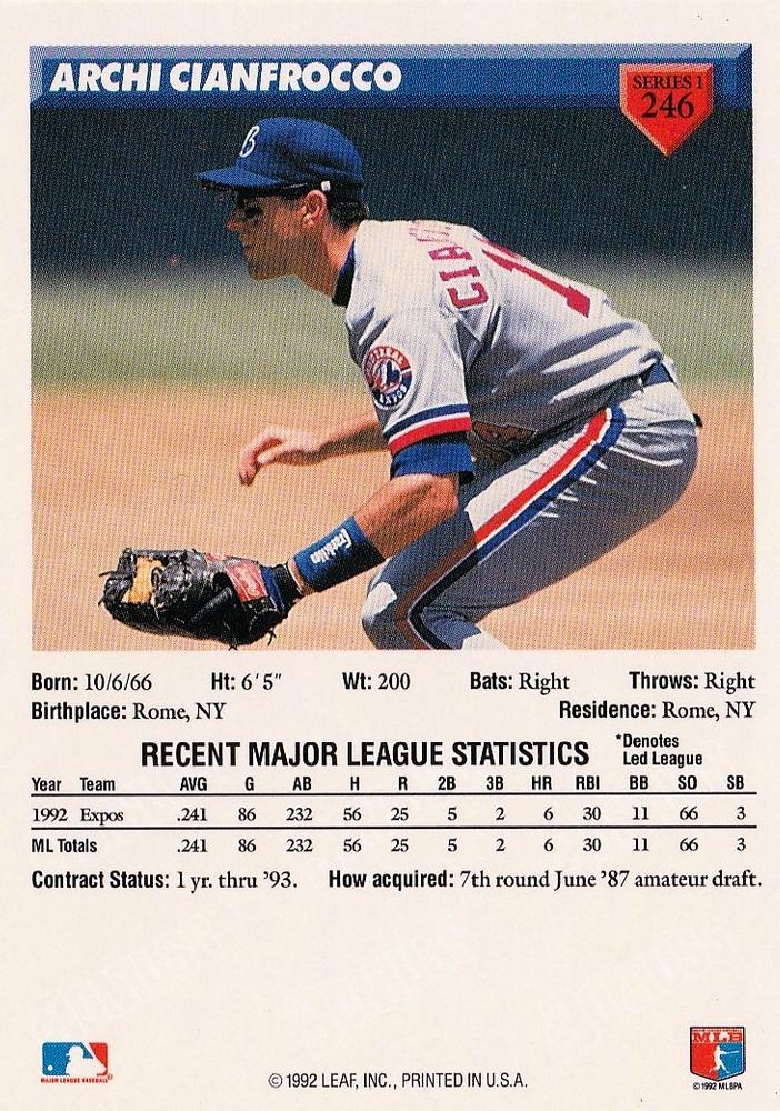 Archi Cianfrocco  baseball card collectible - Main Image 2