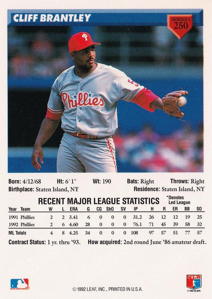 Cliff Brantley  baseball card collectible - Main Image 2