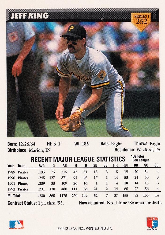 Jeff King  baseball card collectible - Main Image 2