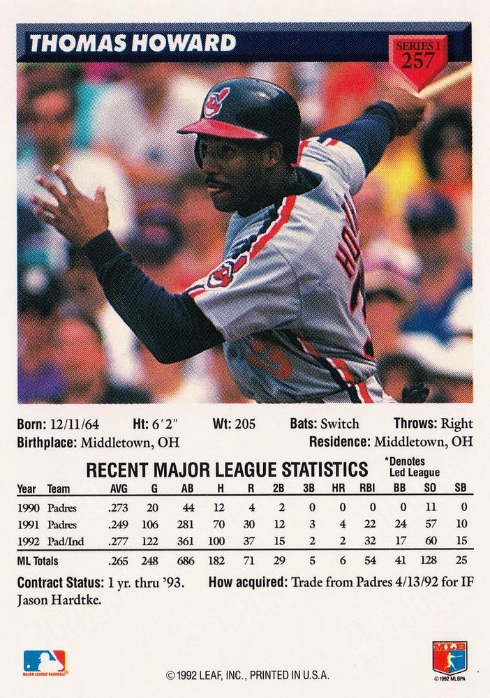 Thomas Howard  baseball card collectible - Main Image 2