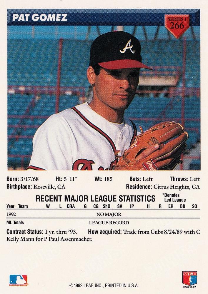 Pat Gomez  baseball card collectible - Main Image 2