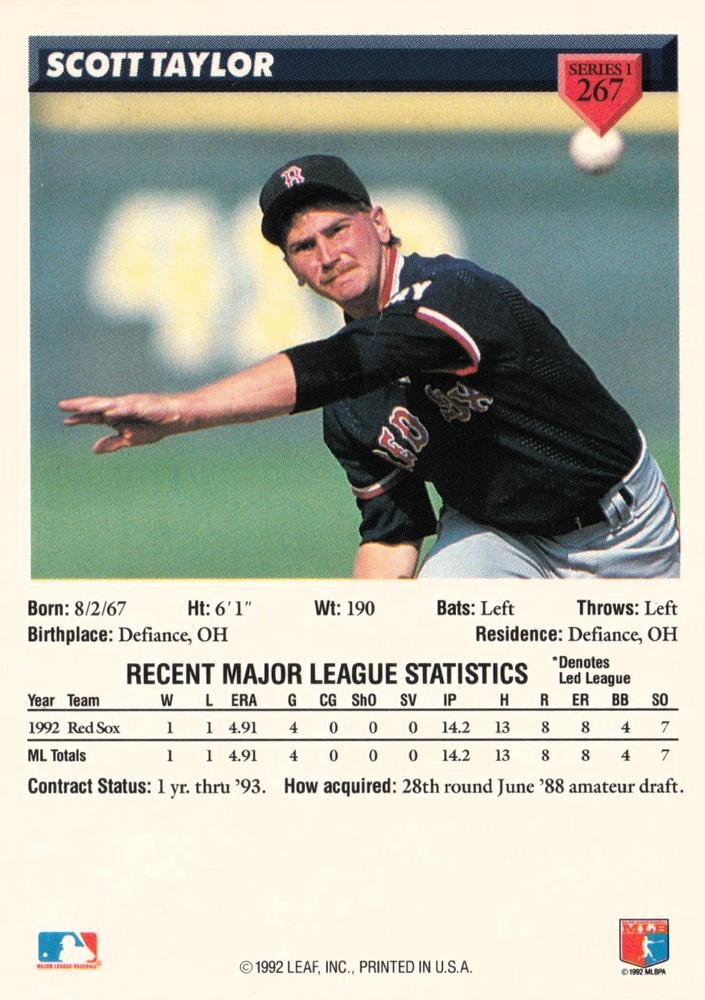 Scott Taylor  baseball card collectible - Main Image 2