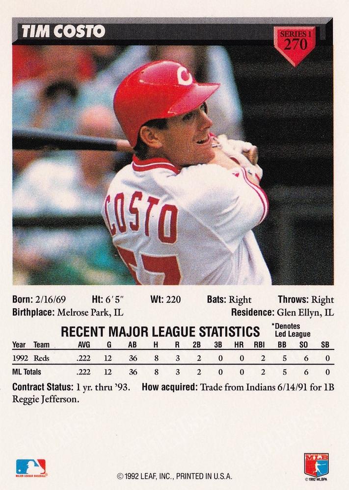 Tim Costo  baseball card collectible - Main Image 2
