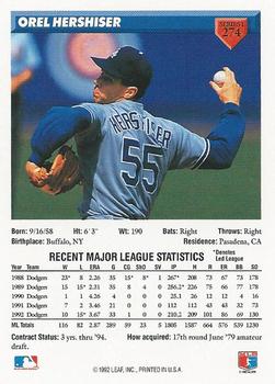 Orel Hershiser  baseball card collectible - Main Image 2