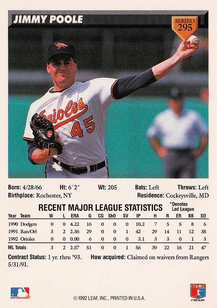 Jimmy Poole  baseball card collectible - Main Image 2