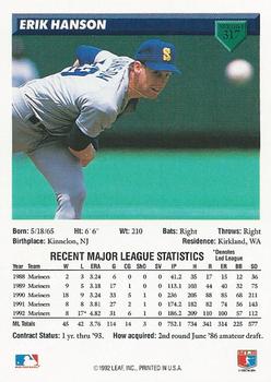 Erik Hanson  baseball card collectible - Main Image 2