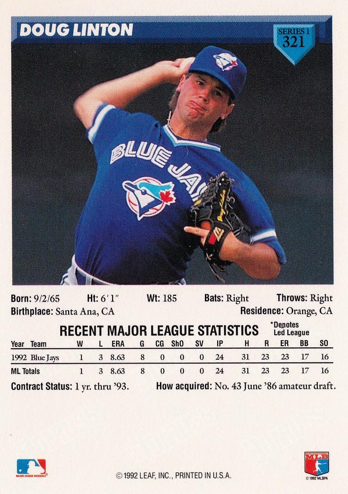 Doug Linton  baseball card collectible - Main Image 2