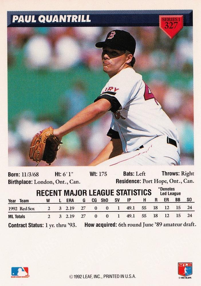 Paul Quantrill  baseball card collectible - Main Image 2