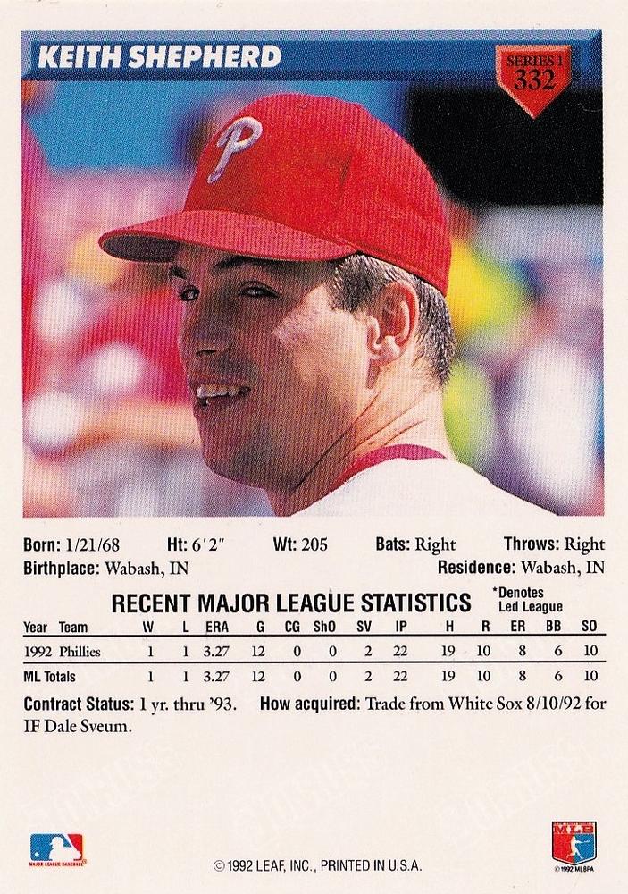 Keith Shepherd  baseball card collectible - Main Image 2