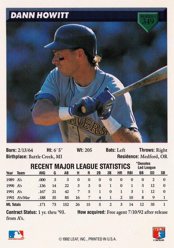 Dann Howitt  baseball card collectible - Main Image 2