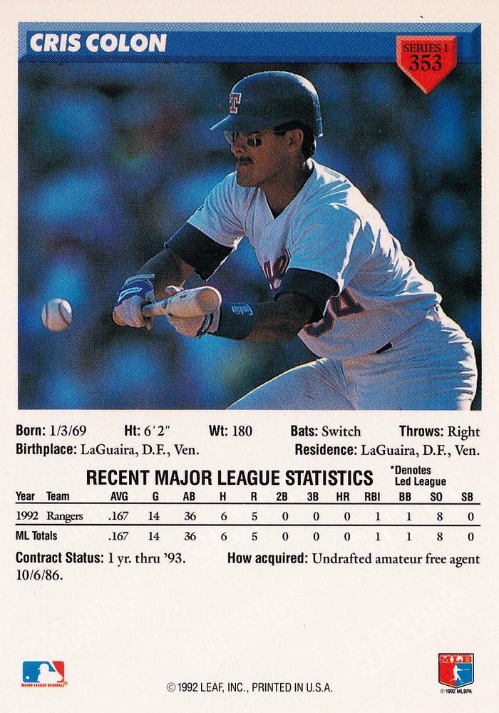 Cris Colon  baseball card collectible - Main Image 2