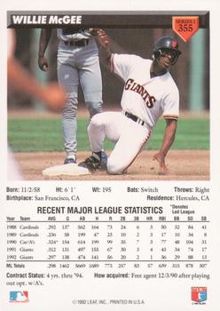 Willie McGee  baseball card collectible - Main Image 2
